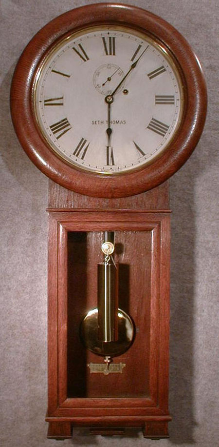 Seth Thomas 8 Day Oak No. 2 Regulator In A Dark Oak Case.  Circa 1890-1900. — Antique Clocks Price Guide