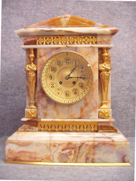 Large French Mantel Clock In A Belgian Onyx Case With Gilt Ornaments. Circa 1895. — Antique Clocks Price Guide