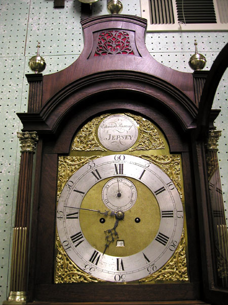 English Long Case With A Pagoda Hood, By Edward Renouf, Jersey, Circa 1748-1770. — Antique Clocks Price Guide