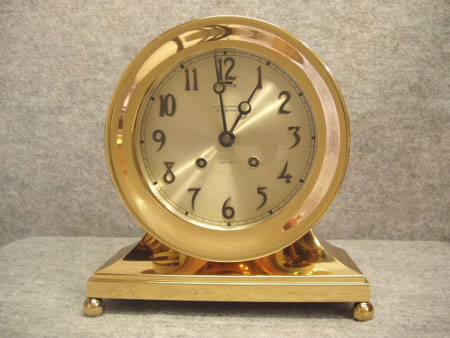 6" Chelsea Brass Base With Ball Feet, Ship's Striking Mantel Clock, Serial No. 107209, Circa 1916-1917. — Antique Clocks Price Guide