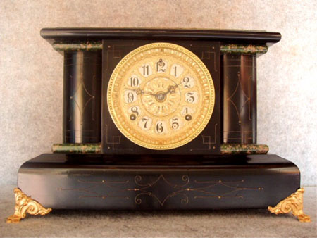 Black Adamantine Mantel Clock By Seth Thomas. Circa 1890. — Antique Clocks Price Guide
