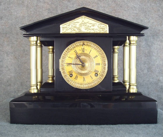 Black Cast Iron Mantel Clock "Loire", By The Ansonia Clock Co., Brooklyn, N.Y. Circa 1900-1910. — Antique Clocks Price Guide