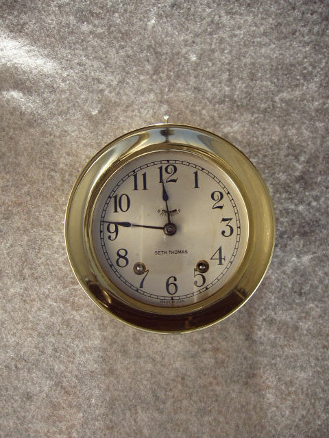 Seth Thomas Ships Bell Clock In A Polished Brass Case. — Antique Clocks Price Guide