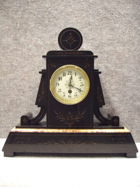 French Black Slate Mantel Timepiece. Circa 1910-1920. — Antique Clocks Price Guide