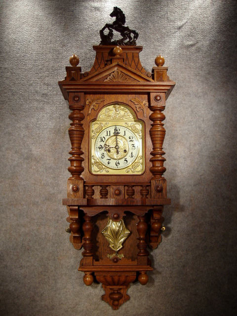 This Is An Oak German "Berliner" Style Wall Clock By Gustav Becker In Silesia, Germany, Circa 1890'S. — Antique Clocks Price Guide
