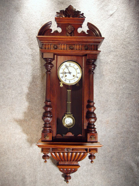 German R-A Style Wall Clock In A Case Made Of Walnut Solids And Veneers.Circa 1890'S. — Antique Clocks Price Guide