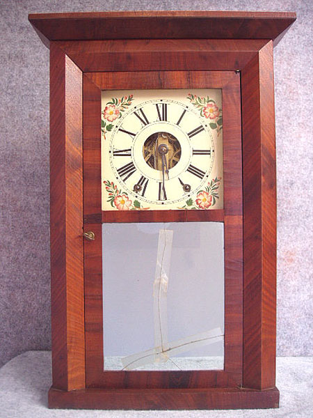 Beveled Case Shelf Clock With A Looking Glass By E. C. Brewster In Bristol, Ct, In A Mahogany Veneered Case. Circa 1840. — Antique Clocks Price Guide