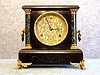 Sessions Black Enameled Wood Mantel Clock, "Duke". Circa 1905-1920.