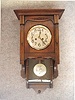 German "Berliner" Style Wall Clock With An Enclosed Bottom Case Of Oak Solids And Veneers By F.  Mauthe. Circa 1900-1910.