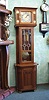 2 Piece Cabinet Floor Clock With An 8 Day Vienna Two Weight Movement, In A Walnut Veneered Case With Carvings And Brass Accents.