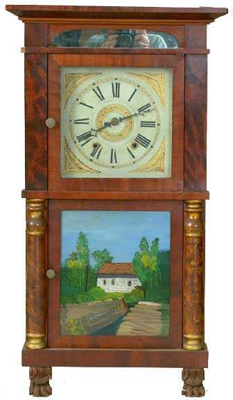 Marshall &amp; Adams, Seneca Falls, NY Double Decker Column Wall Clock — Antique Clocks Price Guide