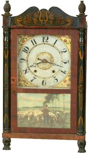 Jerome &amp; Darrow Transitional Column and Splat Shelf Clock — Antique Clocks Price Guide