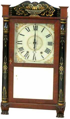 Hopkins &amp; Alfred, Harwinton, Conn., Transitional Column and Splat Shelf Clock — Antique Clocks Price Guide
