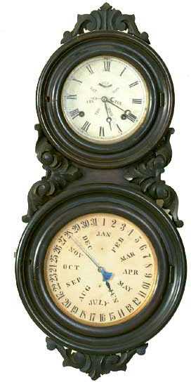 Welch B.B. Lewis Double Dial Wall Calendar Number 6 — Antique Clocks Price Guide