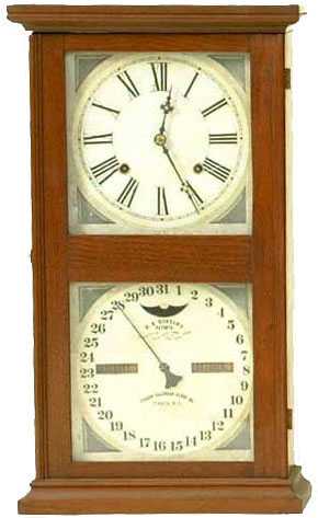 Ithaca Farmer's Flat Top Double Dial Calendar Shelf Clock — Antique Clocks Price Guide