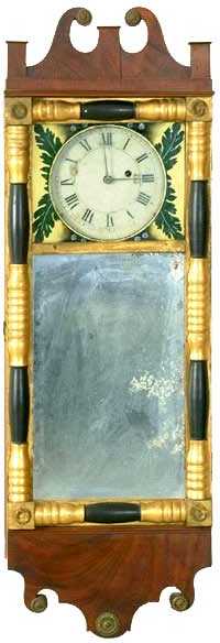 I. Dewey , Chelsea Vermont, Wall Mirror Clock, unsigned — Antique Clocks Price Guide