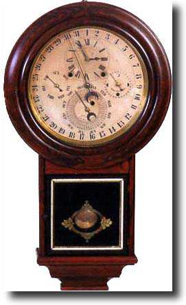 RARE WELCH GALE ASTRONOMICAL WALL CALENDAR CLOCK (Forestville, CT c. 1870) — Antique Clocks Price Guide