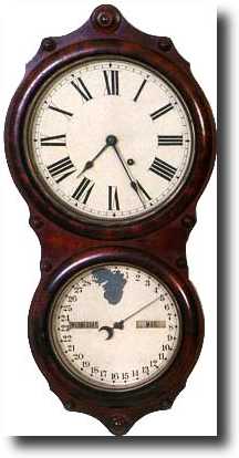 SETH THOMAS DOUBLE DIAL CALENDAR WALL CLOCK (Thomaston, CT c. 1850) — Antique Clocks Price Guide