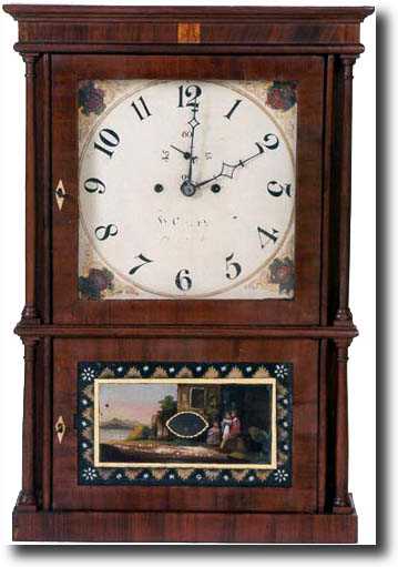 RARE HEMAN CLARK TRANSITIONAL SHELF CLOCK (Plymouth, CT c. 1820) — Antique Clocks Price Guide