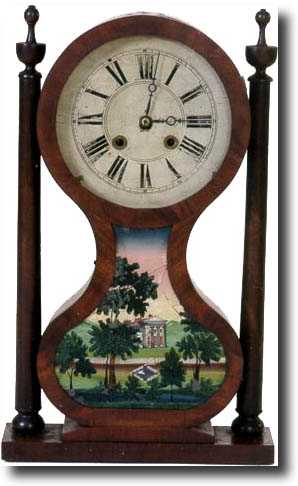 EXTREMELY RARE JOSEPH IVES HOURGLASS SHELF CLOCK (Farmington, CT c. 1840) — Antique Clocks Price Guide