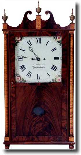 RARE A. JOHNSTON PILLAR AND SCROLL (Hagerstown, MD c. 1820) — Antique Clocks Price Guide