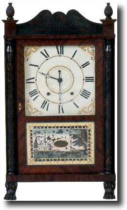 GEORGE MITCHELL PILLAR AND SPLAT SHELF CLOCK (Bristol, CT c. 1825) — Antique Clocks Price Guide