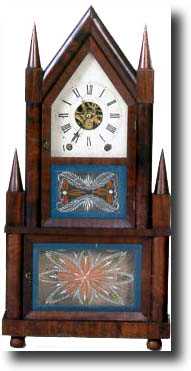 BIRGE AND FULLER STEEPLE ON STEEPLE SHELF CLOCK (Bristol, CT c. 1840) — Antique Clocks Price Guide