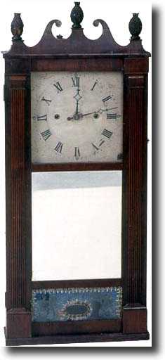 MERRIMAN &amp; IVES MIRROR SHELF CLOCK (Bristol, CT c. 1820) — Antique Clocks Price Guide