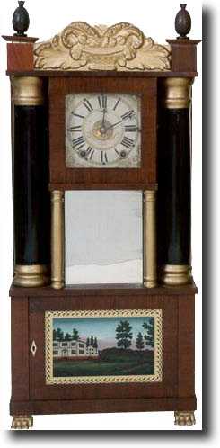 E.W. BARTHOLOMEW HOLLOW COLUMN NYS EMPIRE SHELF CLOCK (Bristol, CT c. 1840) — Antique Clocks Price Guide
