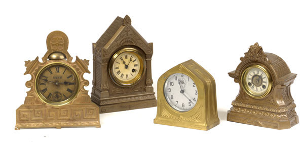 Four Metal Novelty Clocks, — Antique Clocks Price Guide