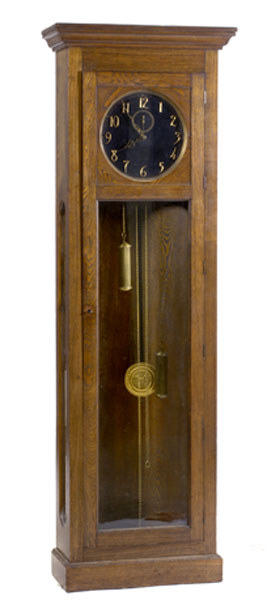 Signed Arts and Crafts Period American Chestnut Tall Case Clock, — Antique Clocks Price Guide