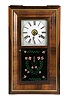 Waterbury Mahogany Ogee Clock with Reverse-Painted Glass,