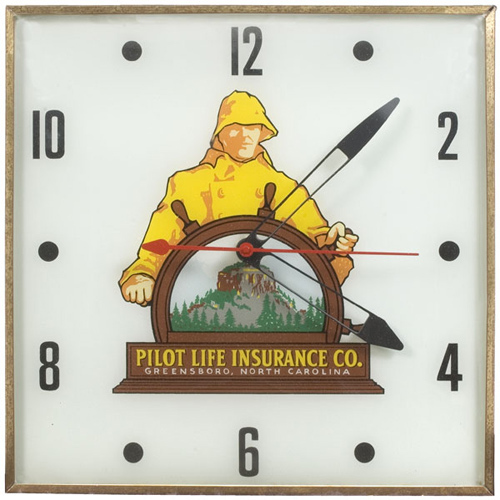 Pilot Life Insurance Co. Advertising Clock, — Antique Clocks Price Guide