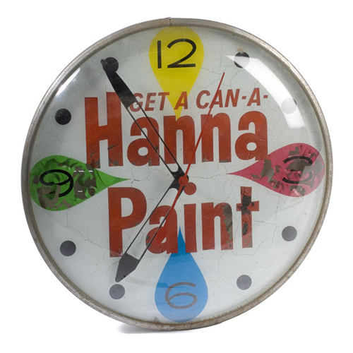 Get A Can-A-Hanna Paint Lighted Hanging Clock, — Antique Clocks Price Guide