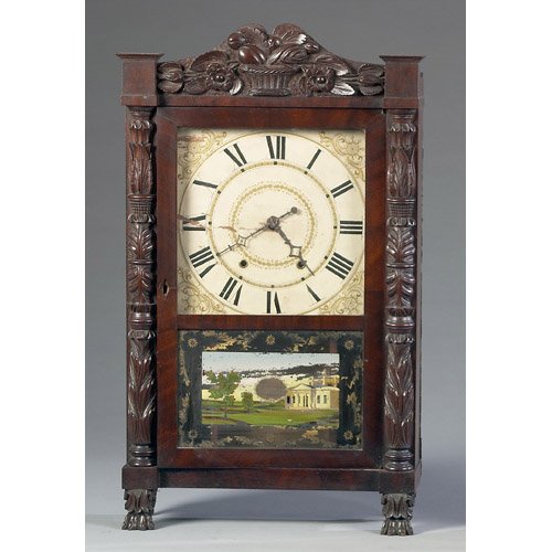 Mark Leavenworth &amp; Co. Waterbury Connecticut Carved Shelf Clock, — Antique Clocks Price Guide