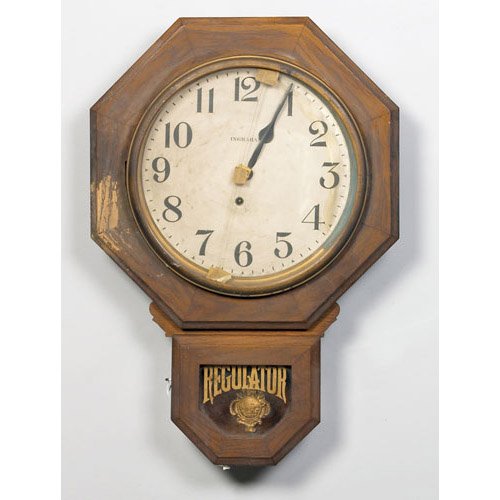 Ingraham 12-Inch Ingot Oak Regulator Clock, — Antique Clocks Price Guide