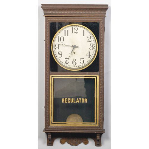 Sessions Oak Regulator Wall Clock, — Antique Clocks Price Guide