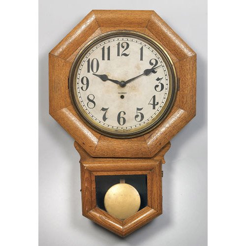 Gilbert Admiral Oak Regulator Wall Clock, — Antique Clocks Price Guide