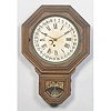 Calendar Clock, an unmarked octagonal oak wall clock with drop with tablet having Regulator and floral scroll in gilt; 
