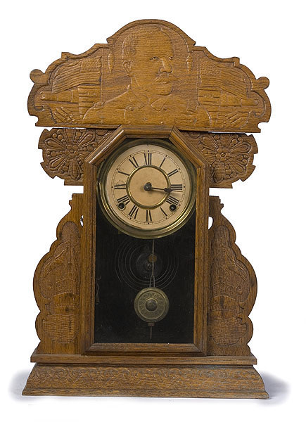 Welch, Admiral Dewey Pressed Oak Shelf Clock, — Antique Clocks Price Guide
