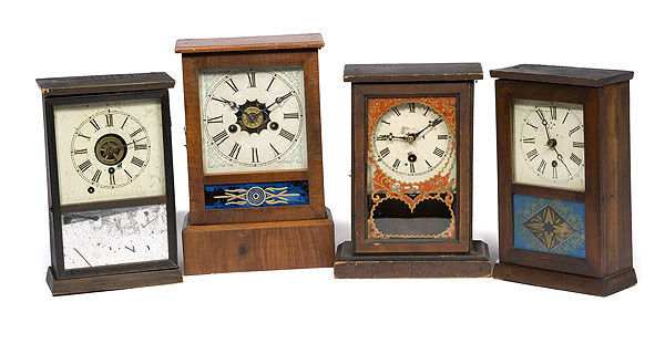 Four Terry Cigar Box/Cottage Shelf Clocks, — Antique Clocks Price Guide