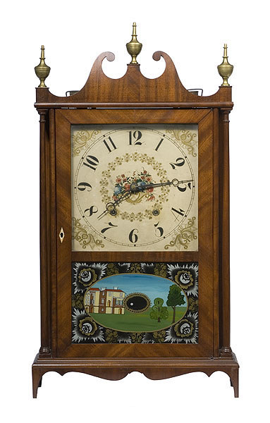 Eli Terry &amp; Sons Pillar &amp; Scroll Wooden Works Clock, — Antique Clocks Price Guide