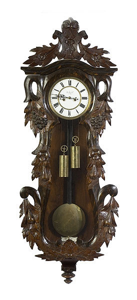 Carved Vienna Regulator Wall Clock, — Antique Clocks Price Guide