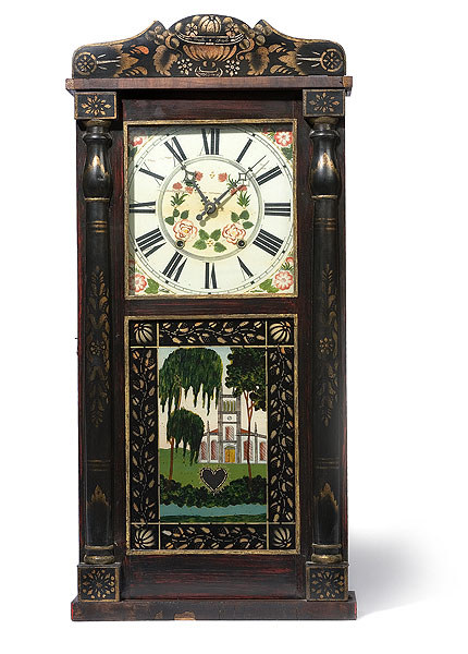 Luman Watson, Cincinnati Stenciled Half Column Shelf Clock — Antique Clocks Price Guide
