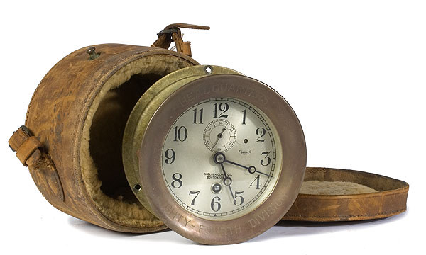 Chelsea Clock Co. Ship's-Type Clock from the U.S. 84th Infantry Division Headquarters, — Antique Clocks Price Guide