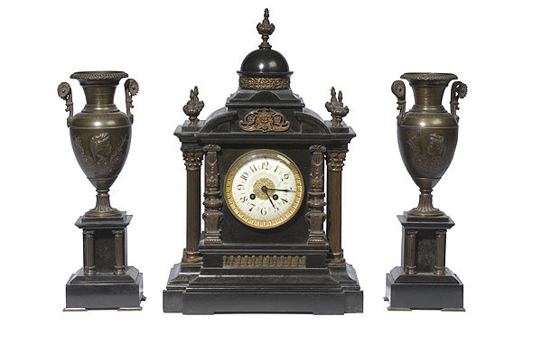 Tiffany Retailed Japy Freres French Marble Clock Set, — Antique Clocks Price Guide