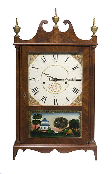 Off Center Seth Thomas Wooden Works Pillar &amp; Scroll Clock, — Antique Clocks Price Guide