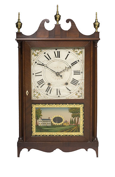 Eli Terry Jr. Wooden Works Pillar &amp; Scroll Clock, — Antique Clocks Price Guide