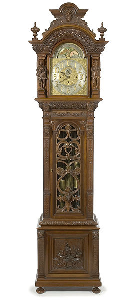 Tobey Flemish Hall Clock with Tiffany &amp; Co. Dial with silvered brass dial marked Tiffany &amp; Co., — Antique Clocks Price Guide
