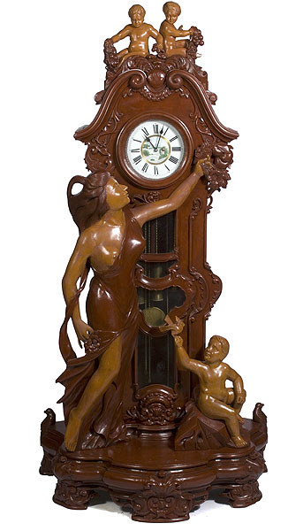 Highly Carved Chinese Figural Tall Case Clock, — Antique Clocks Price Guide